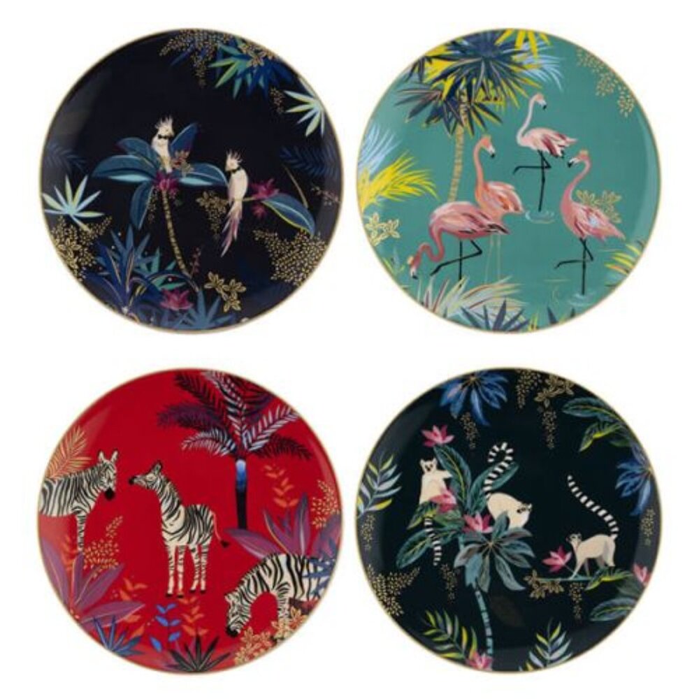 Sara Miller Tahiti Set of 4 Assorted Side Plates